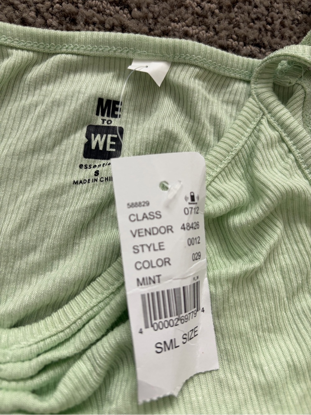PacSun Light Mint Ribbed Ruched Tie-Front Tank - Picture 2 of 2